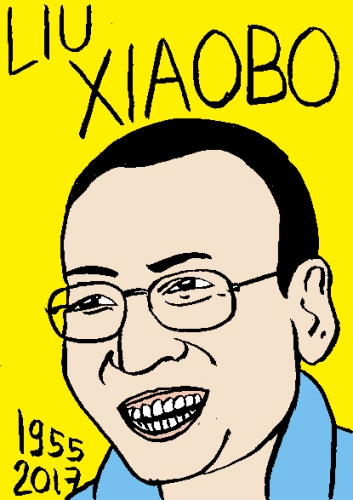 mort de Liu Xiaobo, dessin, portrait, laurent jacquy,répertoire des macchabées célèbres,mort d'homme,