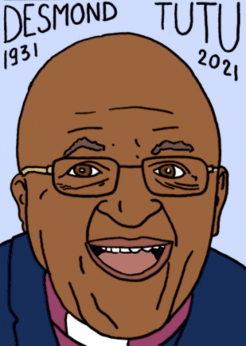 mort de Desmond Tutu,dessin,portrait,laurent Jacquy