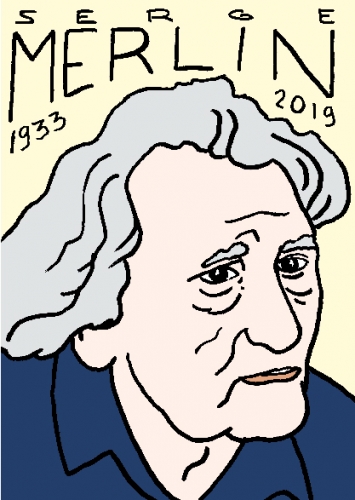 mort de serge merlin, dessin, portrait, laurent jacquy,répertoire des macchabées célèbres,mort d'homme,