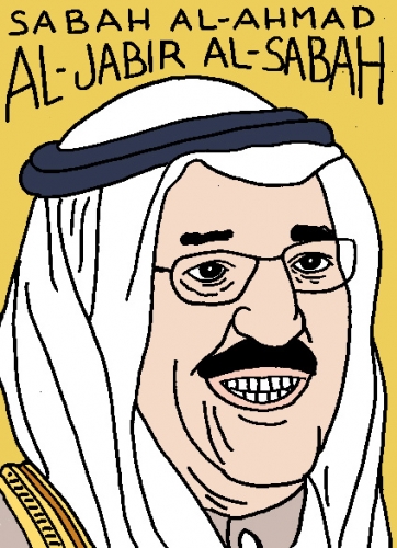 mort de Sabah Al-Ahmad Al Jabir Al-Ahmad, dessin, portrait, laurent jacquy,répertoire des macchabées célèbres,mort d'homme,